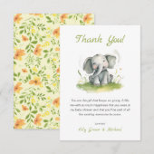 Olifant Theme Baby shower Dank je kaart (Voorkant / Achterkant)