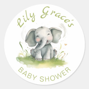 Olifant Theme Baby shower Ronde Sticker