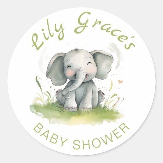 Olifant Theme Baby shower Ronde Sticker (Voorkant)