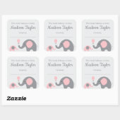 Olifant Theme Bookplate Sticker Blauw Baby shower (Vel)