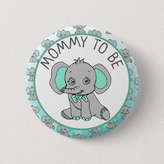 Olifant Theme Mam om Baby shower te zijn Ronde Button 5,7 Cm (Voorkant)