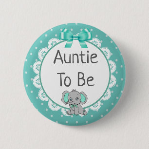 Olifant Theme tante om Baby shower Ronde Button 5,7 Cm