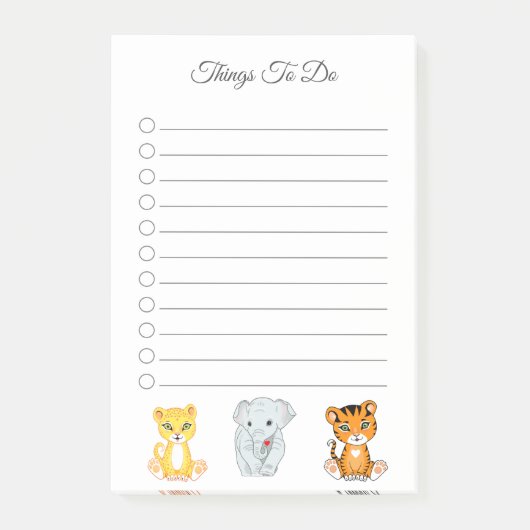Olifant, Tijger & Luipaard Dingen om te doen Post-it® Notes (Voorkant)