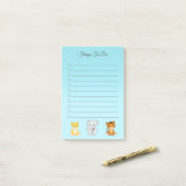 Olifant, Tijger & Luipaard op Hemelblauwe Dingen o Post-it® Notes (Op bureau)