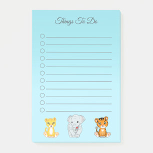 Olifant, Tijger & Luipaard op Hemelblauwe Dingen o Post-it® Notes