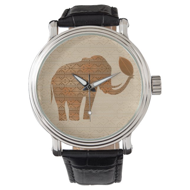 Olifant Tribal Art Design Horloges (Voorkant)