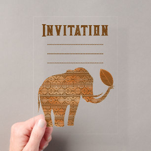 Olifant Tribale Kunst Design Acryl Uitnodigingen