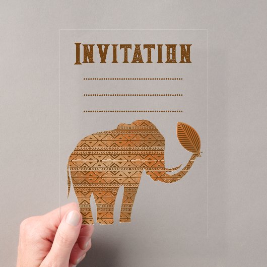 Olifant Tribale Kunst Design Acryl Uitnodigingen (Insitu (Draagbaar))