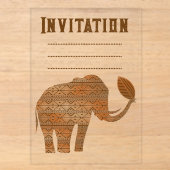 Olifant Tribale Kunst Design Acryl Uitnodigingen (Voorkant)