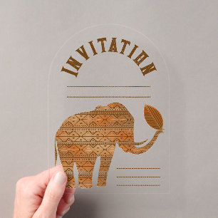 Olifant Tribale Kunst Design Acryl Uitnodigingen