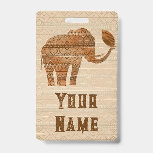 Olifant Tribale Kunst Design Badge (Voorzijde)