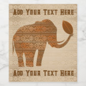 Olifant Tribale Kunst Design Wijn Etiket (Enkel label)