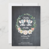 Olifant tweeling meisje-meisje Uitnodiging, Bloeme Kaart (Achterkant)