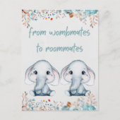 Olifant Tweeling Verjaardag Briefkaart (Voorkant)