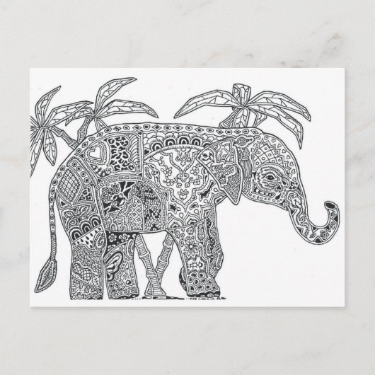 Olifant tweezijdig volwassen kleuren briefkaart ca (Voorkant)