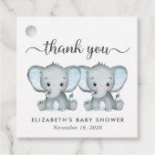 Olifant Twin Baby Boys Douche Dank u Bedankjes Labels (Voorkant)