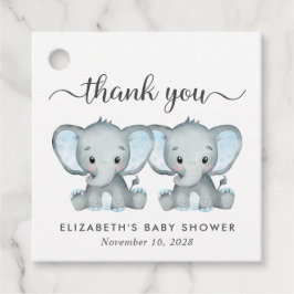 Olifant Twin Baby Boys Douche Dank u Bedankjes Labels