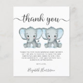 Olifant Twin Baby Jongens Douche Dank je Kaart (Voorkant)