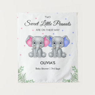 Olifant Twin Meisje Jongen Baby shower Achtergrond Wandkleed