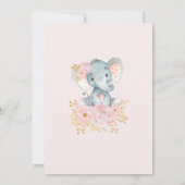Olifant Twin Meisjes Baby shower Roze Goud Bloemen Kaart (Achterkant)