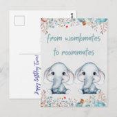 Olifant Twin Verjaardag Briefkaart (Voorkant / Achterkant)