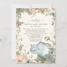 Olifant Twins Florals Sage Virtual Baby shower Kaart