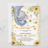Olifant Twins Greenery Boho Baby shower Kaart (Voorkant)