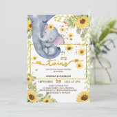 Olifant Twins Greenery Boho Baby shower Kaart (Staand voorkant)