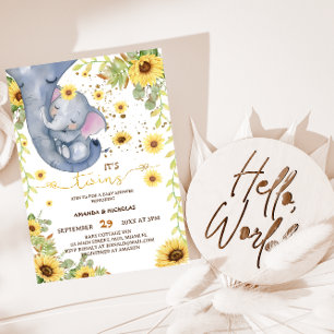 Olifant Twins Greenery Boho Baby shower Kaart