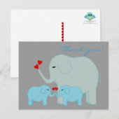 Olifant Twins in blauw Dank u Briefkaart (Voorkant / Achterkant)