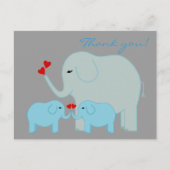 Olifant Twins in blauw Dank u Briefkaart (Voorkant)