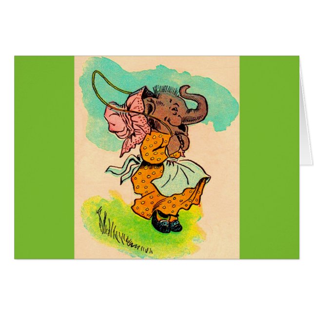 Olifant uit de jaren 30 die touwtje springt (Voorkant Horizontaal)