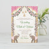 Olifant uitnodigingen & Hinduistische trouwuitnodi (Staand voorkant)