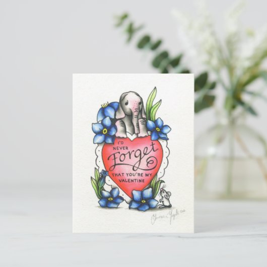 Olifant Valentijn Feestdagenkaart (Staand voorkant)