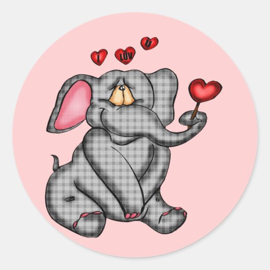 Olifant Valentijn T-shirts en geschenken Ronde Sticker (Voorkant)