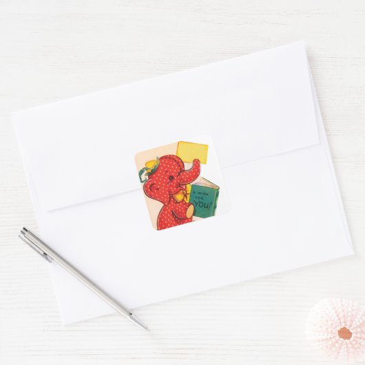 Olifant | VALENTIJN | Vierkante Stickers (Envelop)