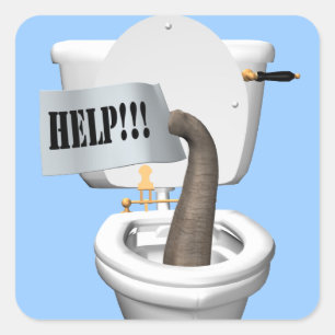 Olifant vast in toilet vierkante sticker