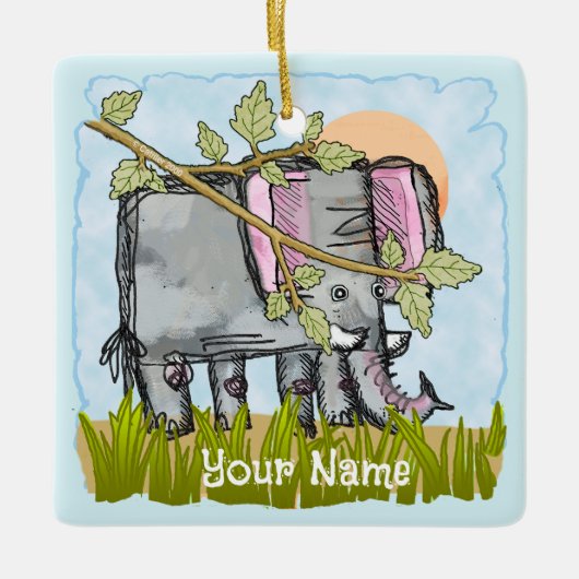 Olifant Verbergt Keramisch Ornament (Voorkant)