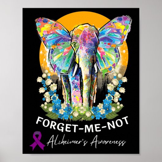 Olifant Vergeet-me-niet Heimer's Awareness Poster (Voorkant)