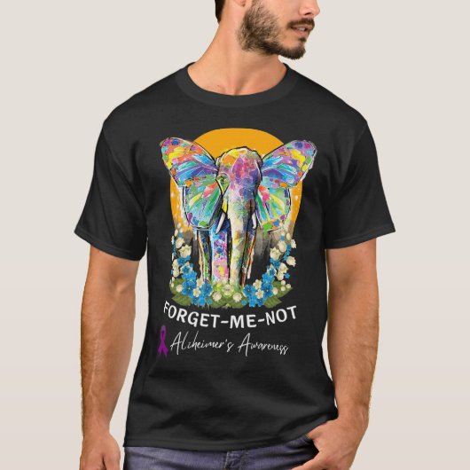 Olifant Vergeet-me-niet Heimer's Awareness T-shirt (Voorkant)