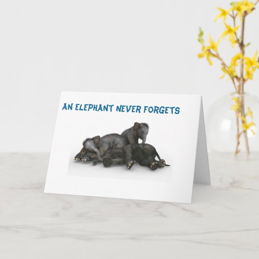 Olifant vergeet nooit Kaart Vriendschap Familie 5x (Gele Bloem)