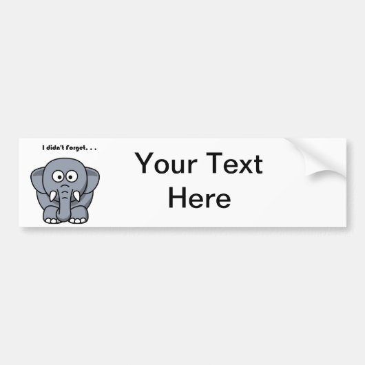 Olifant vergeten grappige grap Cartoon niet Bumpersticker (Voorkant)