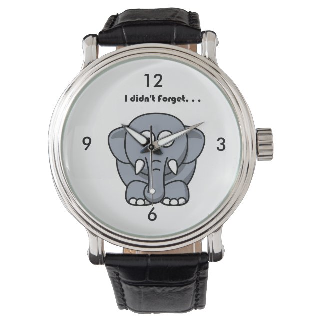 Olifant vergeten grappige grap Cartoon niet Horloge (Voorkant)