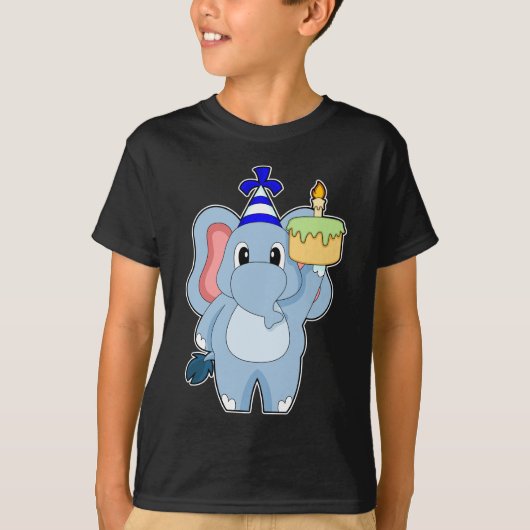 Olifant verjaardag kaars taart t-shirt (Voorkant)
