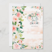 Olifant Verjaardag, Roze Bloemen, Safari Verjaarda Kaart (Achterkant)