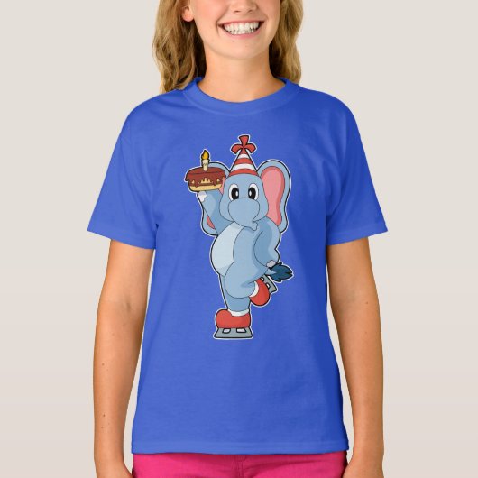 Olifant Verjaardag schaatsen T-shirt (Voorkant)