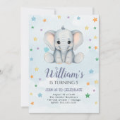 Olifant Verjaardagsfeest Uitnodiging Sjabloon (Voorkant)