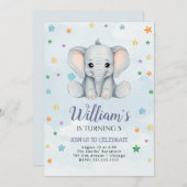 Olifant Verjaardagsfeest Uitnodiging Sjabloon (Voorkant / Achterkant)