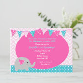 Olifant verjaardagsfeestje uitnodigingen (Staand voorkant)