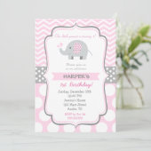 Olifant verjaardagsfeestje uitnodigingen (Staand voorkant)